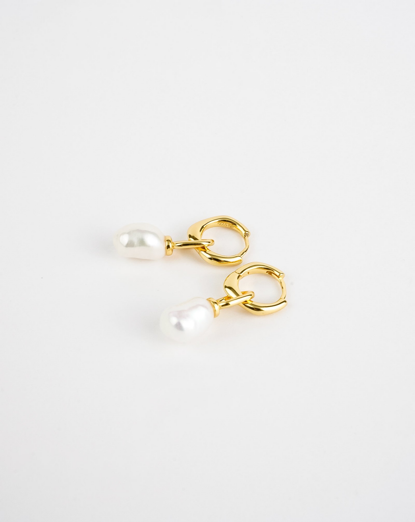 Elegant Hoop Drop Pearl Earrings - Handcrafted Freshwater Baroque Pearls