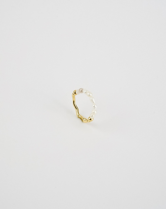 Hammered Pearl Ring