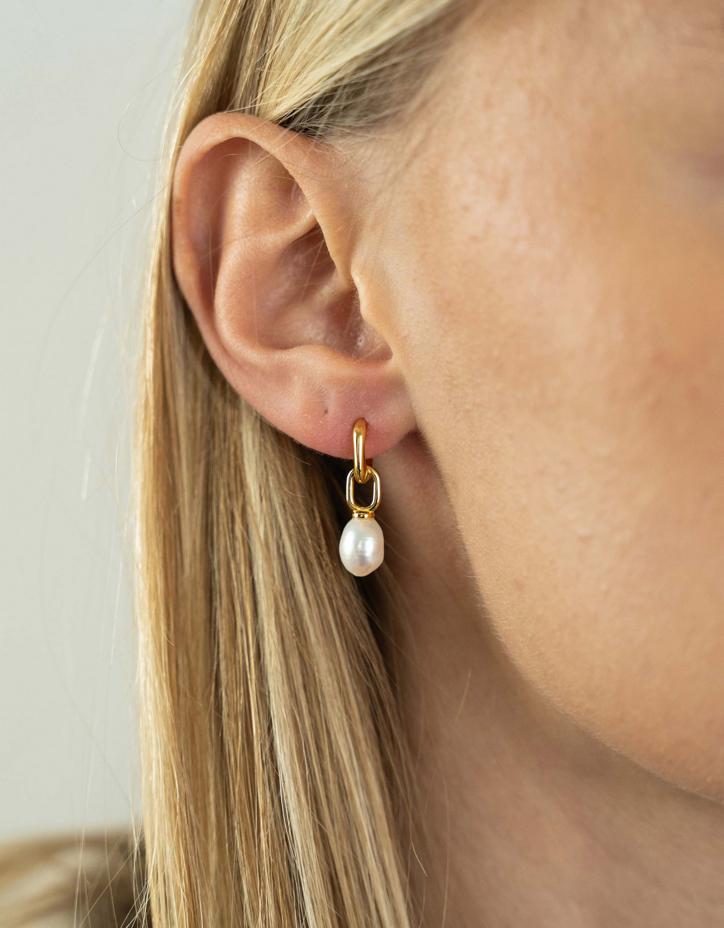 Elegant Hoop Drop Pearl Earrings - Handcrafted Freshwater Baroque Pearls