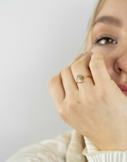 Sun Mother of Pearl Ring - Handcrafted Elegance & Exquisite Jewelry