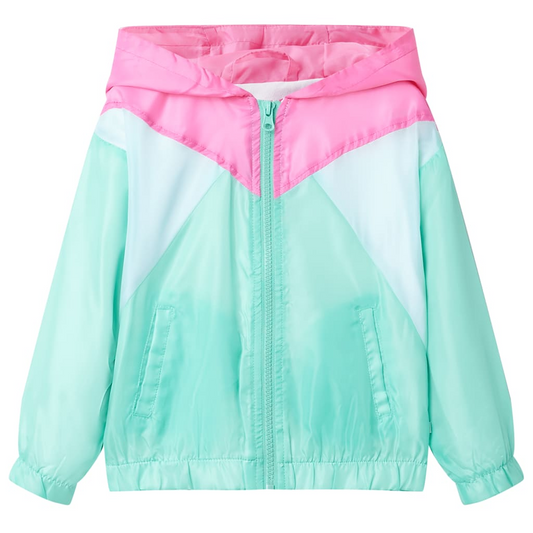 Kids' Multicolour Hooded Jacket with Zip - Size 140 for Ages 9-10 | Water-Resistant & Breathable - BEYRUN