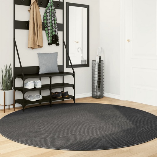 vidaXL IZA Short Pile Scandinavian Rug - Cozy Anthracite, 200 cm Diameter | Stylish & Durable Home Decor - BEYRUN