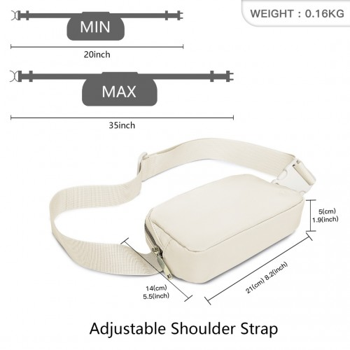 Miss Lulu Lightweight Water-Resistant Casual Bum Bag - Beige | Stylish & Practical Fanny Pack for On-the-Go - BEYRUN