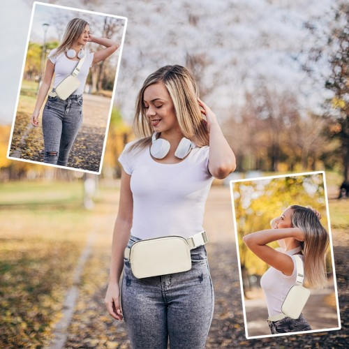 Miss Lulu Lightweight Water-Resistant Casual Bum Bag - Beige | Stylish & Practical Fanny Pack for On-the-Go - BEYRUN