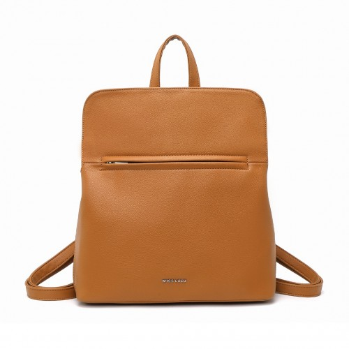 LT2354 - Miss Lulu Chic Minimalist PU Leather Backpack - Brown - BEYRUN