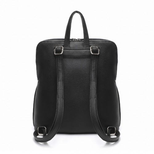 LT2354 - Miss Lulu Chic Minimalist PU Leather Backpack - Black - BEYRUN