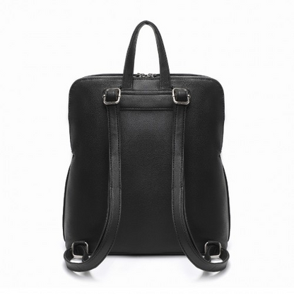 LT2354 - Miss Lulu Chic Minimalist PU Leather Backpack - Black - BEYRUN