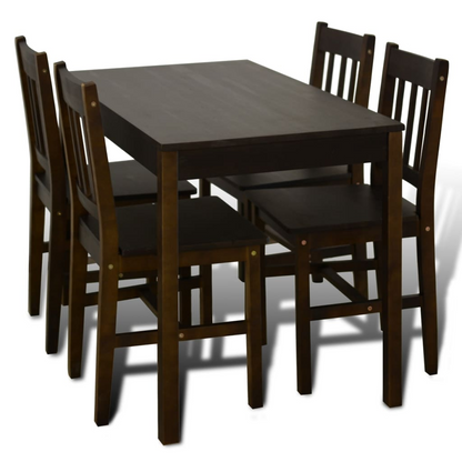 vidaXL Dining Set 5 Pieces Pine Wood Brown - Elegant, Durable, and Easy to Assemble - BEYRUN