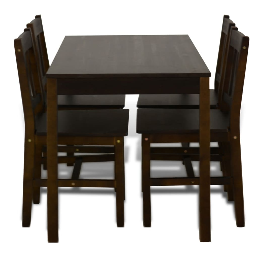 vidaXL Dining Set 5 Pieces Pine Wood Brown - Elegant, Durable, and Easy to Assemble - BEYRUN