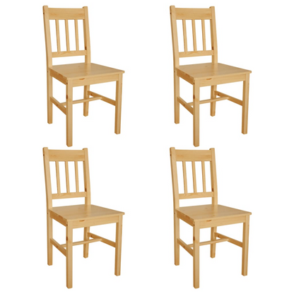 vidaXL Dining Chairs Set of 4 - Solid Pinewood, Ergonomic Design, Natural Finish | Elegant & Durable Seating - BEYRUN