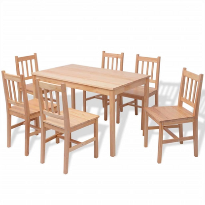 vidaXL Seven Piece Dining Set Pinewood - Timeless Design, Durable & Elegant - BEYRUN