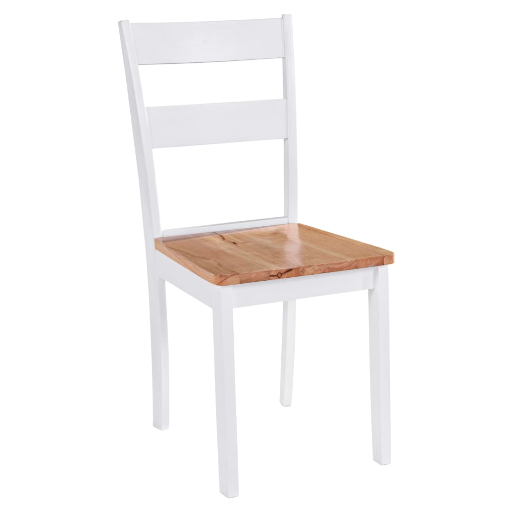 vidaXL Dining Chairs - Set of 4, White & Natural Rubber Wood - Stylish, Durable, and Elegant Seating for Your Dining Room - BEYRUN