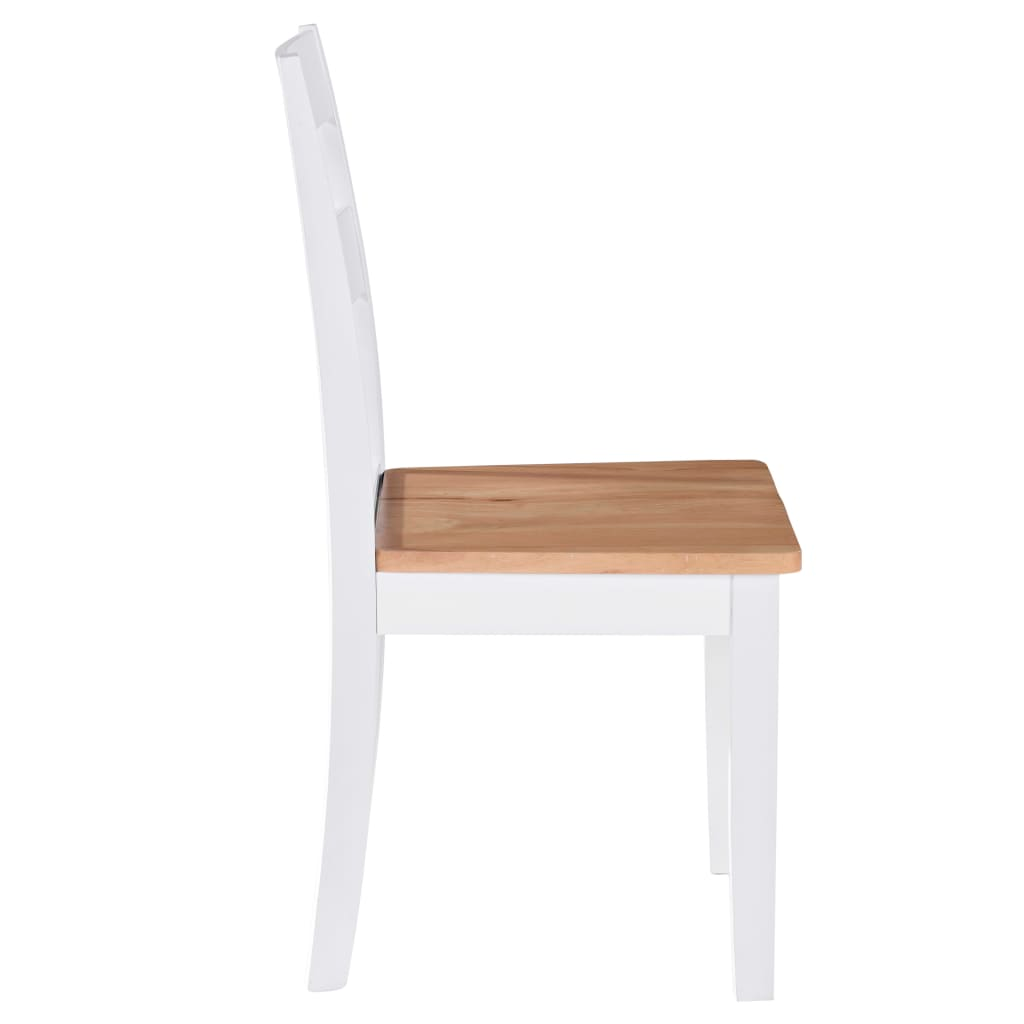 vidaXL Dining Chairs - Set of 4, White & Natural Rubber Wood - Stylish, Durable, and Elegant Seating for Your Dining Room - BEYRUN