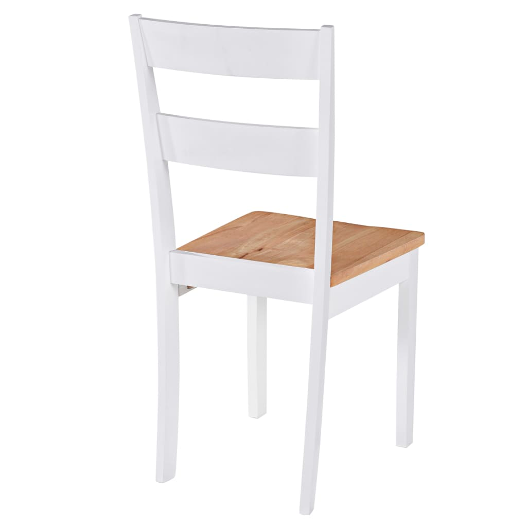 vidaXL Dining Chairs - Set of 4, White & Natural Rubber Wood - Stylish, Durable, and Elegant Seating for Your Dining Room - BEYRUN