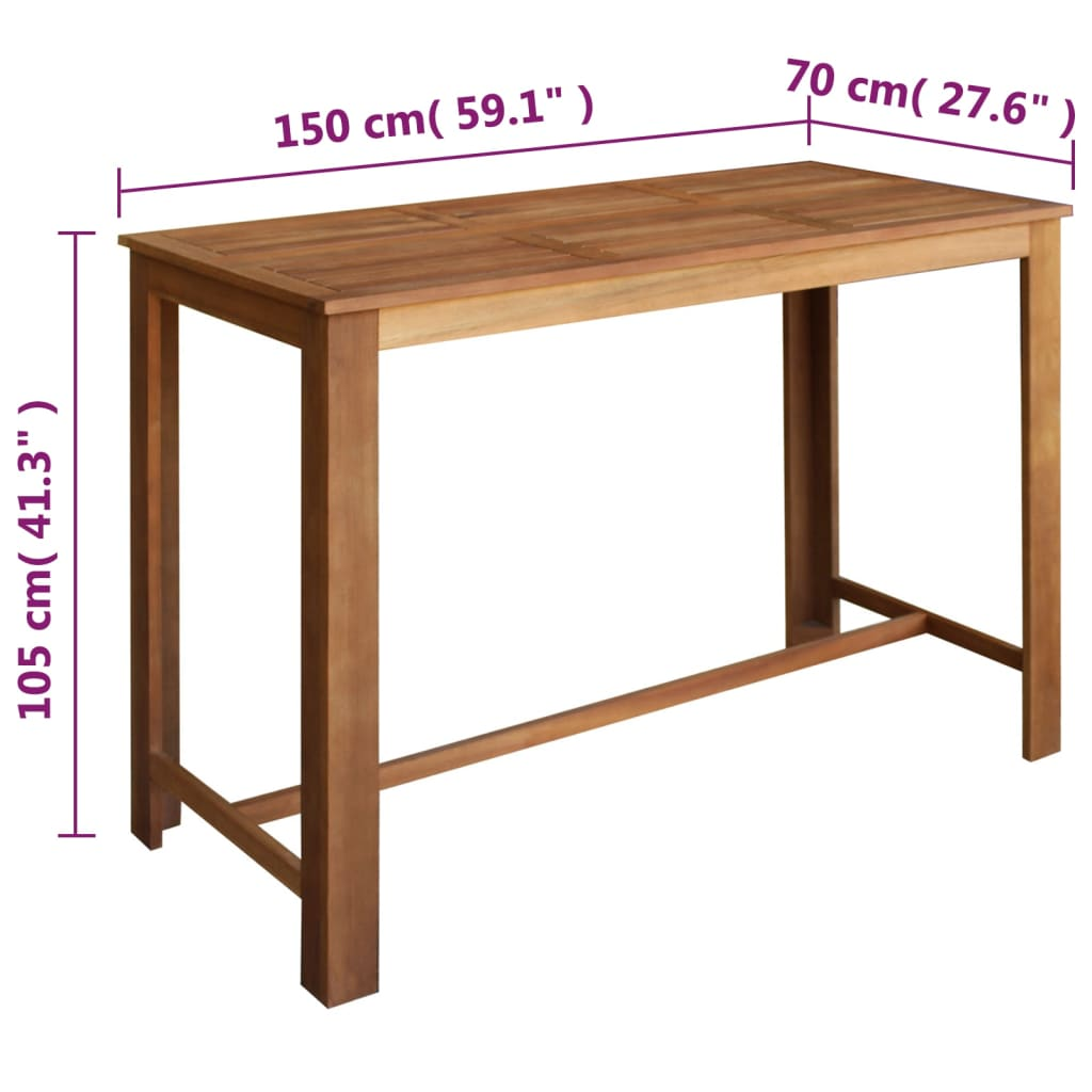 vidaXL 7-Piece Bar Table and Stool Set – Solid Acacia Wood, Ideal for Indoor & Outdoor Use - BEYRUN