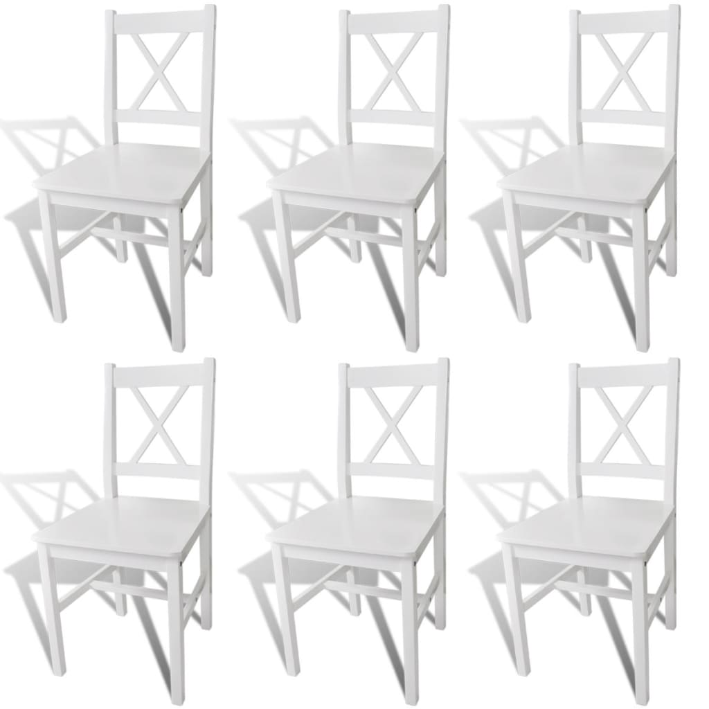 vidaXL Dining Chairs Set of 6 - Elegant White Pinewood Dining Room Chairs | Sturdy & Stylish Seating for Your Dining Area - BEYRUN