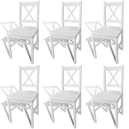 vidaXL Dining Chairs Set of 6 - Elegant White Pinewood Dining Room Chairs | Sturdy & Stylish Seating for Your Dining Area - BEYRUN