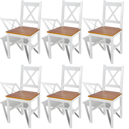 vidaXL Dining Chairs Set of 6 - Elegant and Durable White Pinewood Dining Room Chairs - BEYRUN