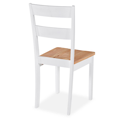 vidaXL Dining Chairs - Set of 6, White Solid Rubber Wood, Classic Elegant Design - BEYRUN