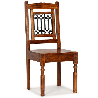 vidaXL Set of 6 Classic Solid Wood Dining Chairs with Elegant Cast-Iron Details - BEYRUN