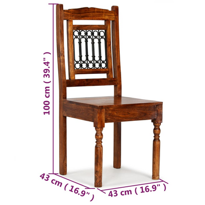 vidaXL Set of 6 Classic Solid Wood Dining Chairs with Elegant Cast-Iron Details - BEYRUN