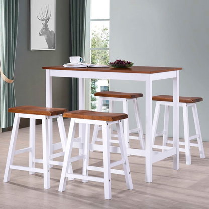 vidaXL 5-Piece Solid Wood Bar Table and Stool Set - Elegant & Durable for Home, Bar & Restaurant - BEYRUN