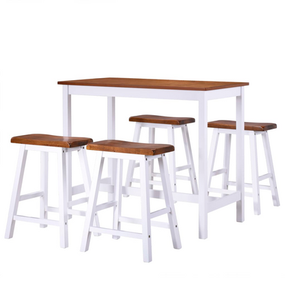 vidaXL 5-Piece Solid Wood Bar Table and Stool Set - Elegant & Durable for Home, Bar & Restaurant - BEYRUN