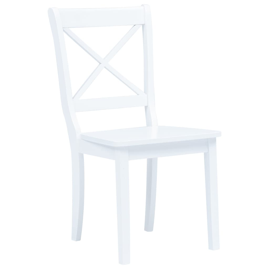 vidaXL Set of 6 White Solid Rubber Wood Dining Chairs - Stylish & Durable | Ideal for Dining Rooms and Kitchens - BEYRUN