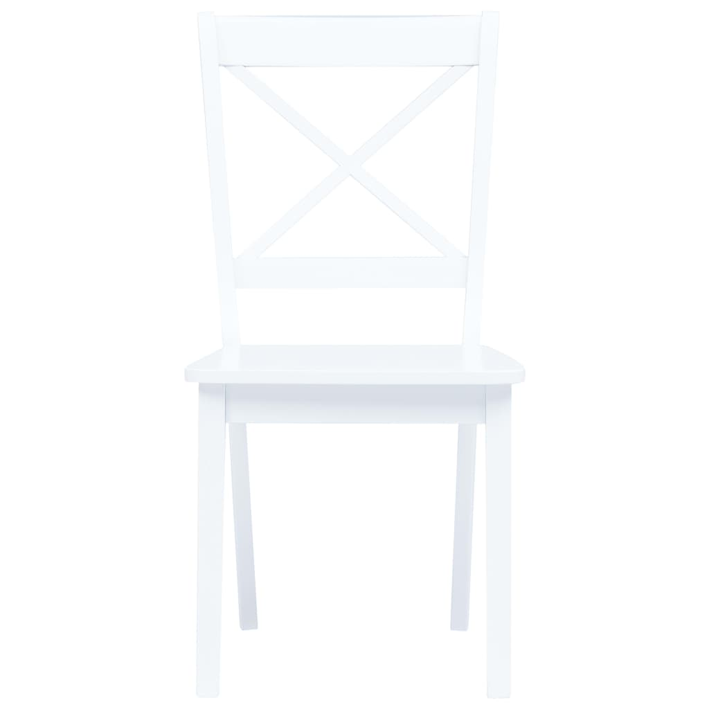 vidaXL Set of 6 White Solid Rubber Wood Dining Chairs - Stylish & Durable | Ideal for Dining Rooms and Kitchens - BEYRUN