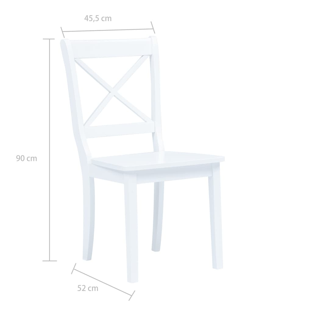 vidaXL Set of 6 White Solid Rubber Wood Dining Chairs - Stylish & Durable | Ideal for Dining Rooms and Kitchens - BEYRUN