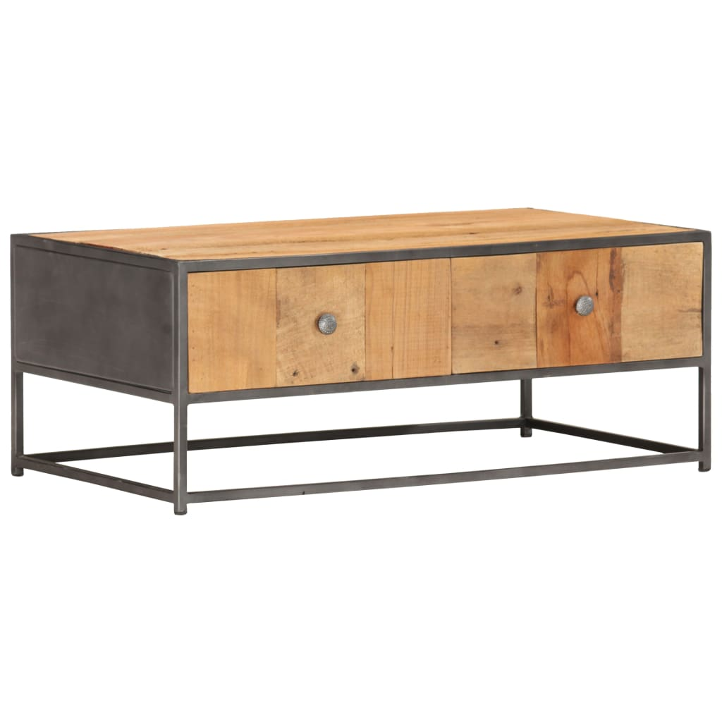 vidaXL Industrial-Style Coffee Table - Vintage Charm & Sturdy Build | 90x50x35 cm | Solid Reclaimed Wood & Steel Frame - BEYRUN