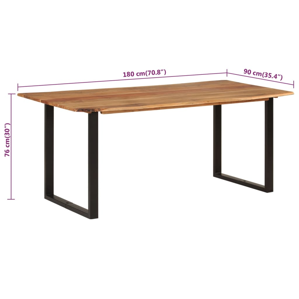 vidaXL Solid Acacia Wood Dining Table 180x90x76 cm - Industrial Rustic Style - BEYRUN