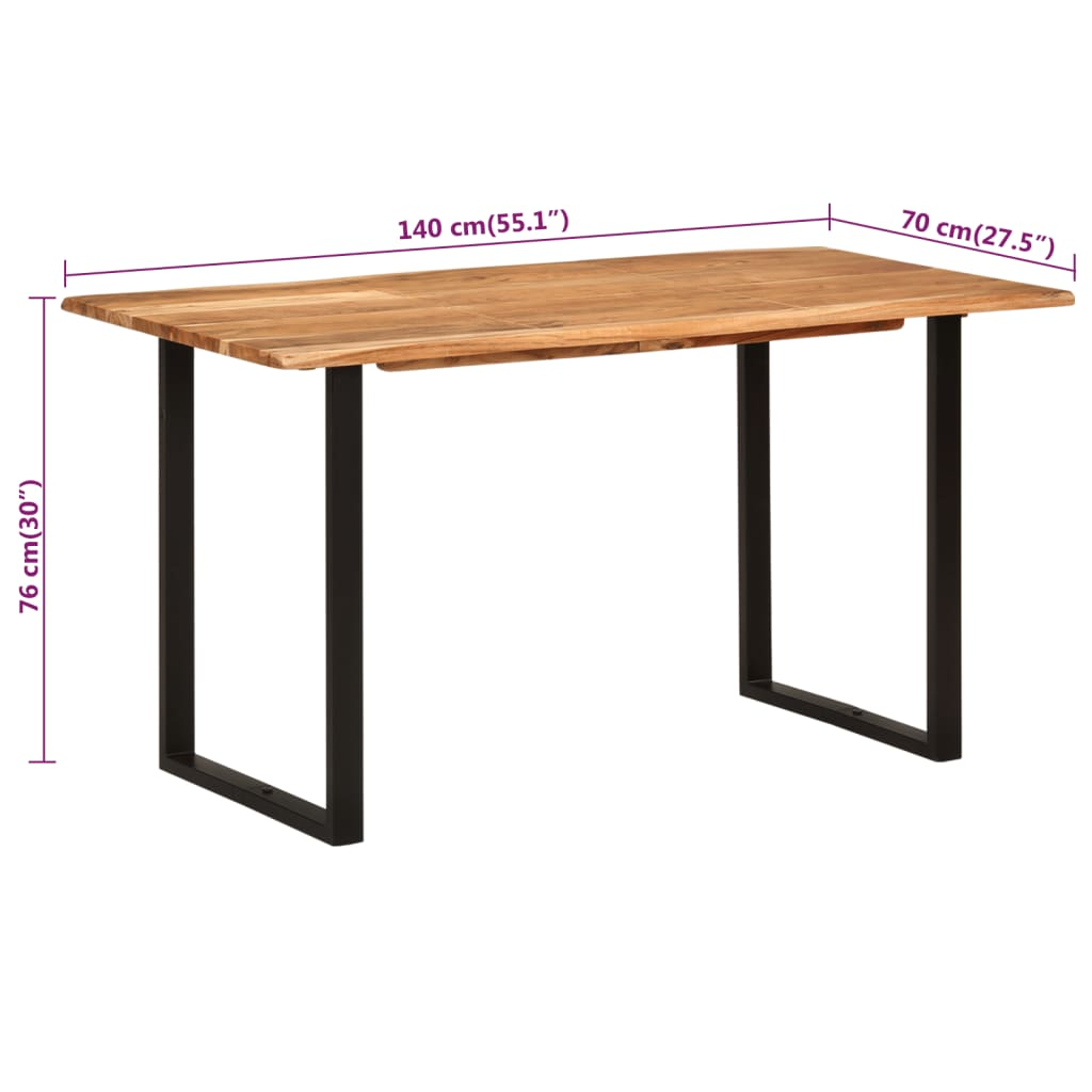 vidaXL Solid Acacia Wood Dining Table | 140x70x76 cm | Industrial Rustic Style - BEYRUN