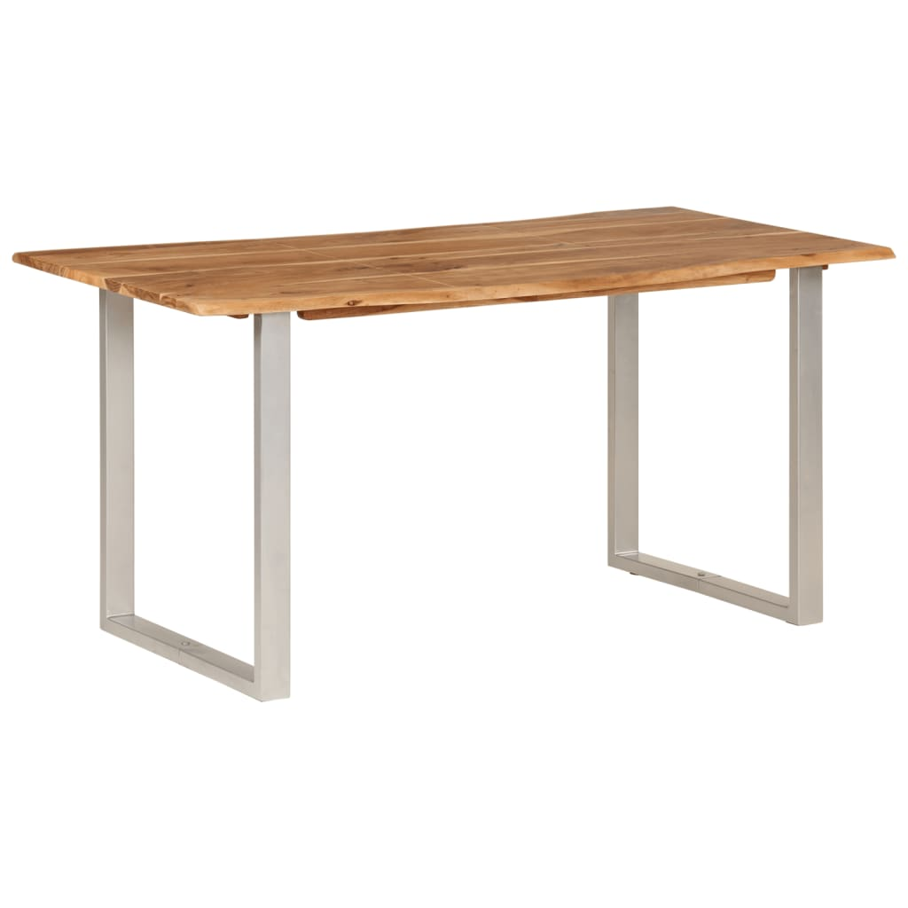 vidaXL Industrial Rustic Dining Table - 154x80x76 cm, Solid Acacia Wood with Steel Legs - BEYRUN