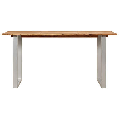 vidaXL Industrial Rustic Dining Table - 154x80x76 cm, Solid Acacia Wood with Steel Legs - BEYRUN