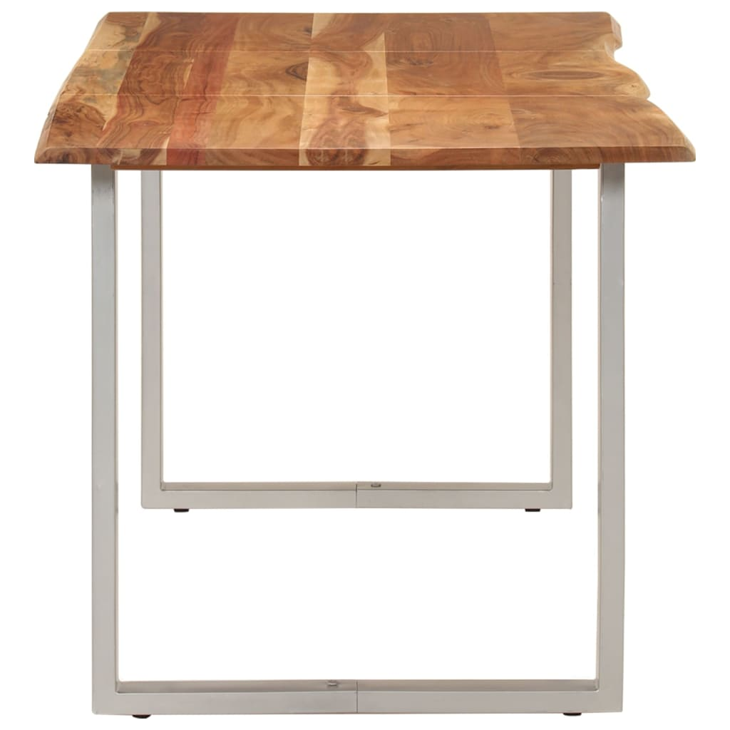 vidaXL Industrial Rustic Dining Table - 154x80x76 cm, Solid Acacia Wood with Steel Legs - BEYRUN