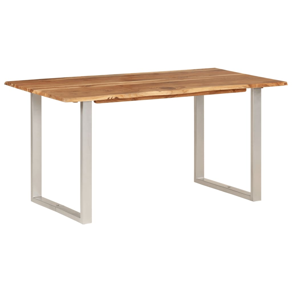 vidaXL Industrial Rustic Dining Table - 154x80x76 cm, Solid Acacia Wood with Steel Legs - BEYRUN