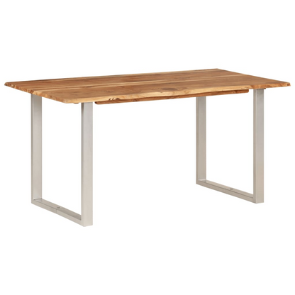 vidaXL Industrial Rustic Dining Table - 154x80x76 cm, Solid Acacia Wood with Steel Legs - BEYRUN