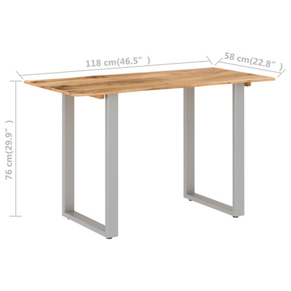 vidaXL Solid Acacia Wood Dining Table – Industrial & Rustic Style, 118x58x76 cm, Sturdy Construction - BEYRUN