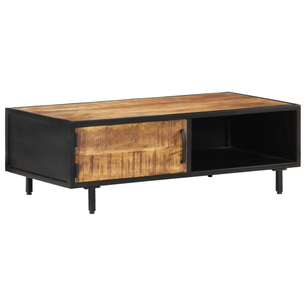 vidaXL Industrial Coffee Table - 105x50x35 cm - Rough Mango Wood & Steel Frame - Rustic Charm & Durable Design - BEYRUN