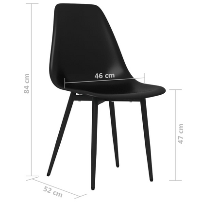 vidaXL Dining Chairs Set of 6 - Black PP, Minimalist Style, Easy to Clean - BEYRUN