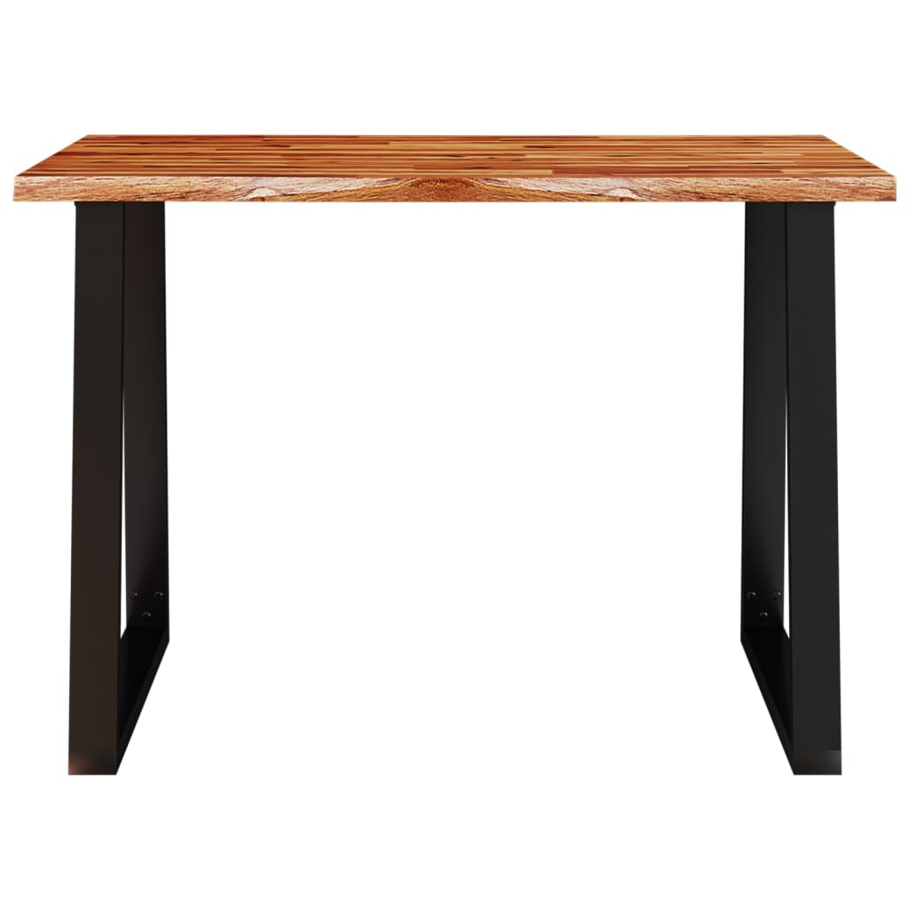 vidaXL Solid Acacia Wood Dining Table with Live Edge and U-Shaped Steel Legs - 110x70x75 cm - BEYRUN