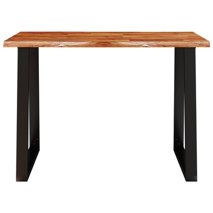 vidaXL Solid Acacia Wood Dining Table with Live Edge and U-Shaped Steel Legs - 110x70x75 cm - BEYRUN