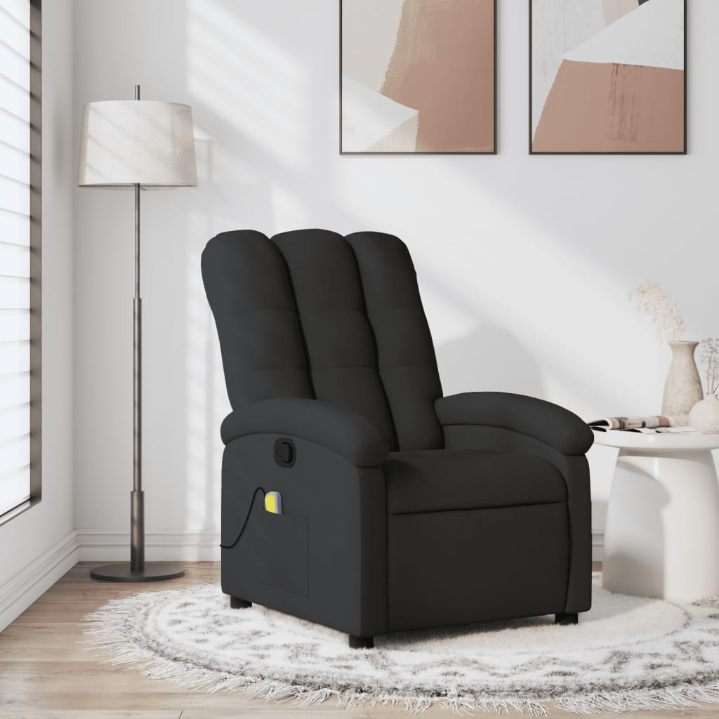 vidaXL Black Fabric Massage Recliner Chair - Ultimate Comfort and Relaxation - BEYRUN