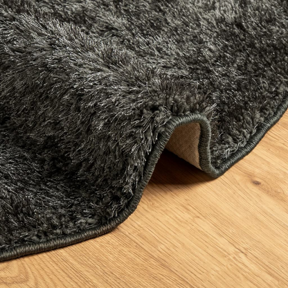 vidaXL ISTAN High Pile Shiny Anthracite Rug - Ultra Soft, Modern Design, 200 cm Diameter, Anti-Slip & Machine Washable - BEYRUN