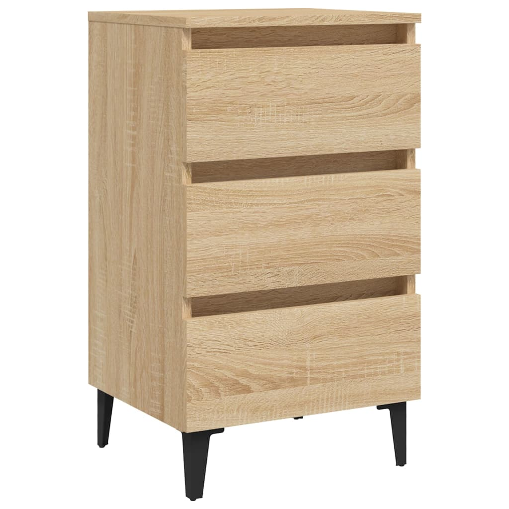 vidaXL Sonoma Oak Bed Cabinet with Metal Legs - 40x35x69 cm - Stylish & Functional Nightstand - BEYRUN