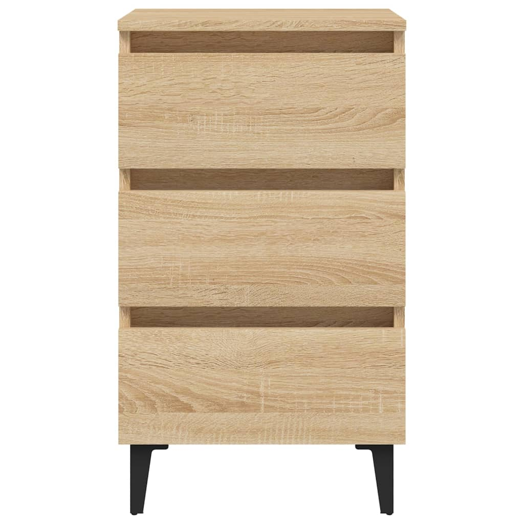 vidaXL Sonoma Oak Bed Cabinet with Metal Legs - 40x35x69 cm - Stylish & Functional Nightstand - BEYRUN