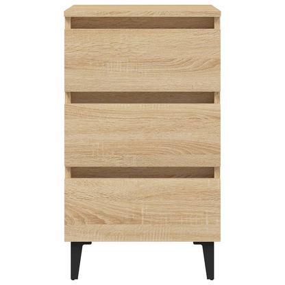 vidaXL Sonoma Oak Bed Cabinet with Metal Legs - 40x35x69 cm - Stylish & Functional Nightstand - BEYRUN