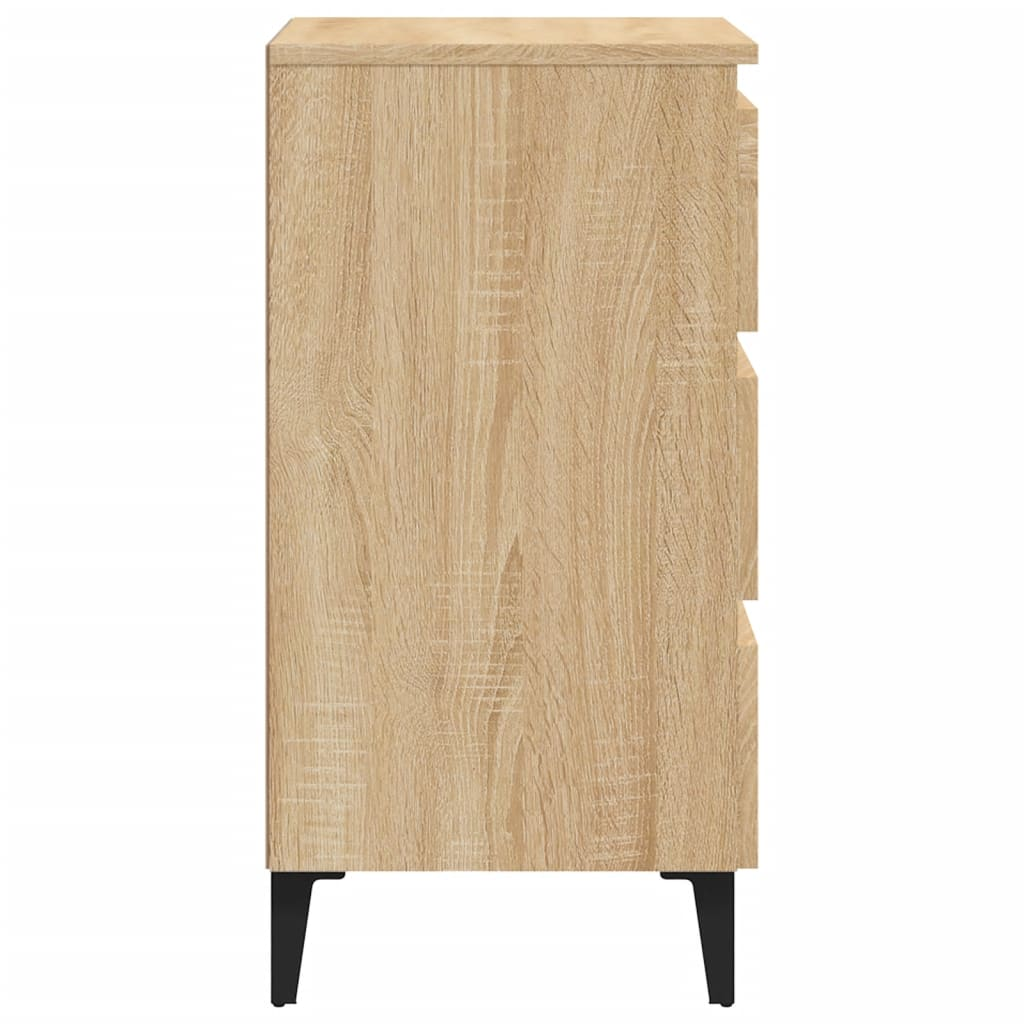 vidaXL Sonoma Oak Bed Cabinet with Metal Legs - 40x35x69 cm - Stylish & Functional Nightstand - BEYRUN