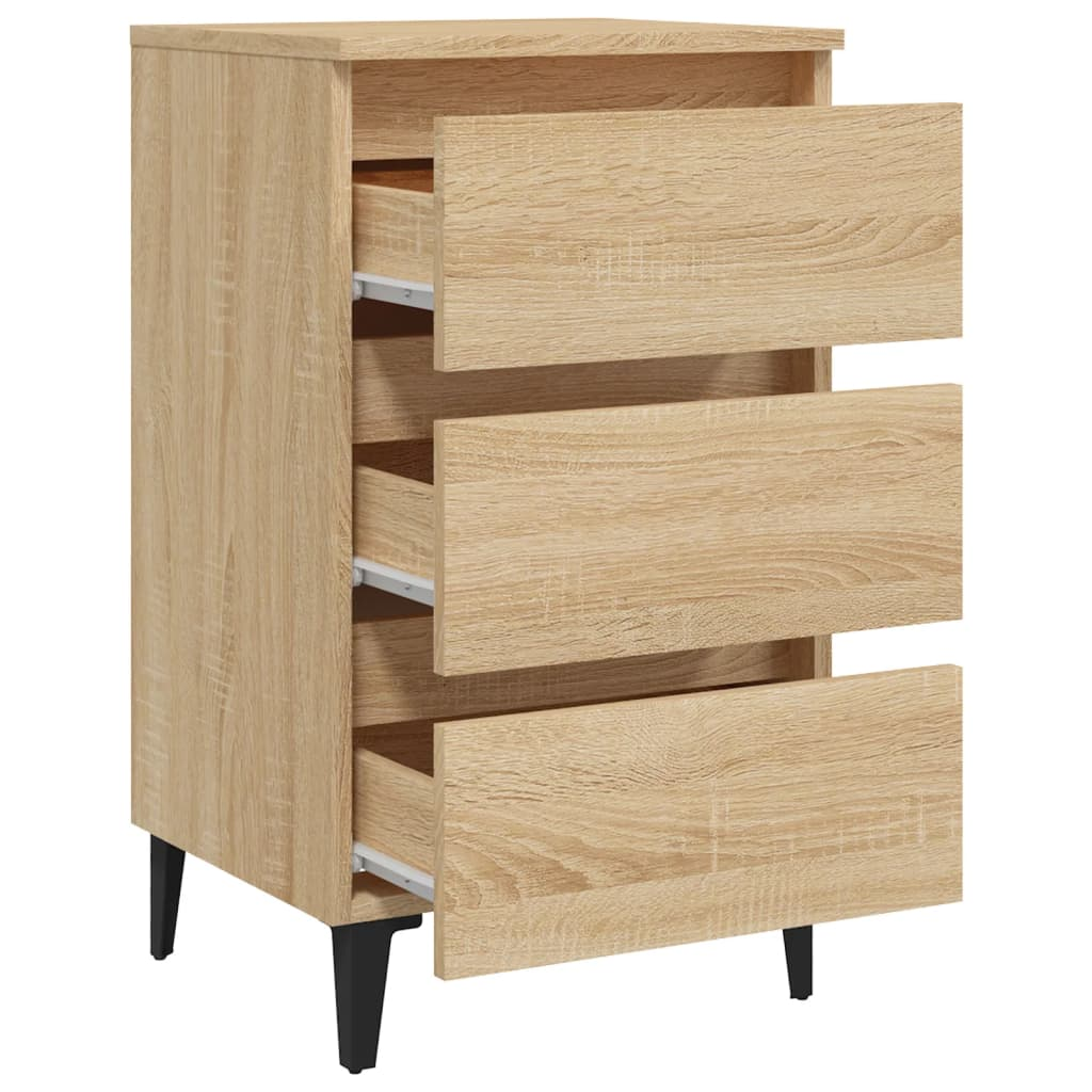 vidaXL Sonoma Oak Bed Cabinet with Metal Legs - 40x35x69 cm - Stylish & Functional Nightstand - BEYRUN